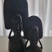 coppia sculture intagliate a mano secolo scorso