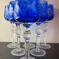 Set sei calici in cristallo blu cobalto LAUSITZER.