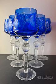 Set sei calici in cristallo blu cobalto LAUSITZER.