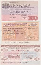 3 Mini Assegni da 100 Lire del 1976 fds