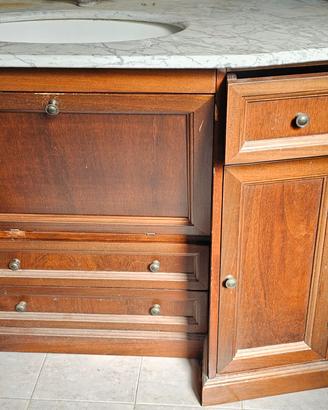 mobile da blegno d'epoca con marmo e rubinetteria 