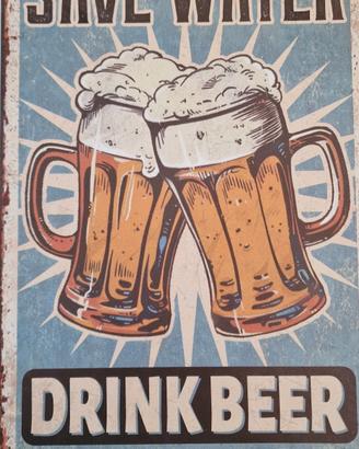 Targa in metallo decorativa birra vintage 