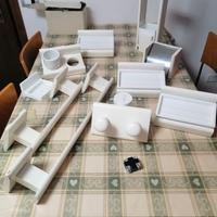 Kit di arredo bagno in legno e ceramica anni 80