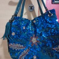 borsa con paiettes blu elettrico 