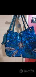 borsa con paiettes blu elettrico 