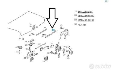 maniglia cofano post. Mercedes SL R129