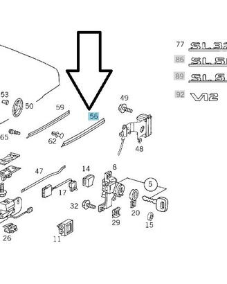 maniglia cofano post. Mercedes SL R129