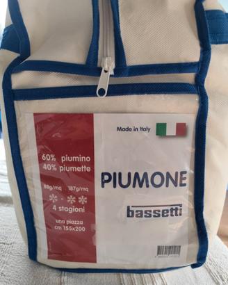 Piumone Bassetti singolo in piuma d'oca bianca