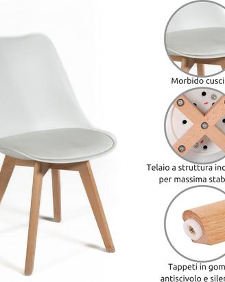 Sedie gambe in legno di faggio e morbido cuscino