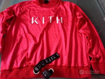 felpa donna in velluto rosso kith 