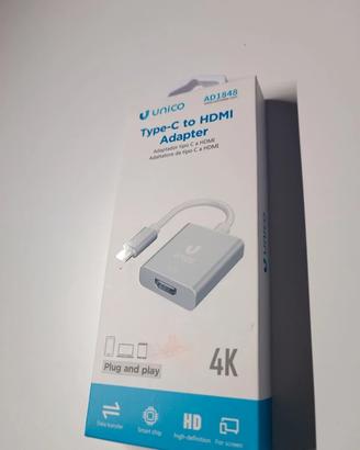 Adattatore USB Type-C a HDMI 4K Unico – Plug & Pla