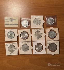 Lotto di 11 monete in argento da 500 lire