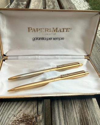 PAPER MATE GOLD VINTAGE COPPIA PENNA E MATITA USA