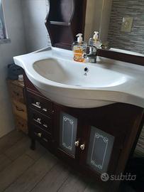 Mobile Bagno in Arte Povera con Specchio e Lavabo