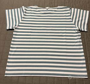T shirt svasata COS a righe panna e azzurro