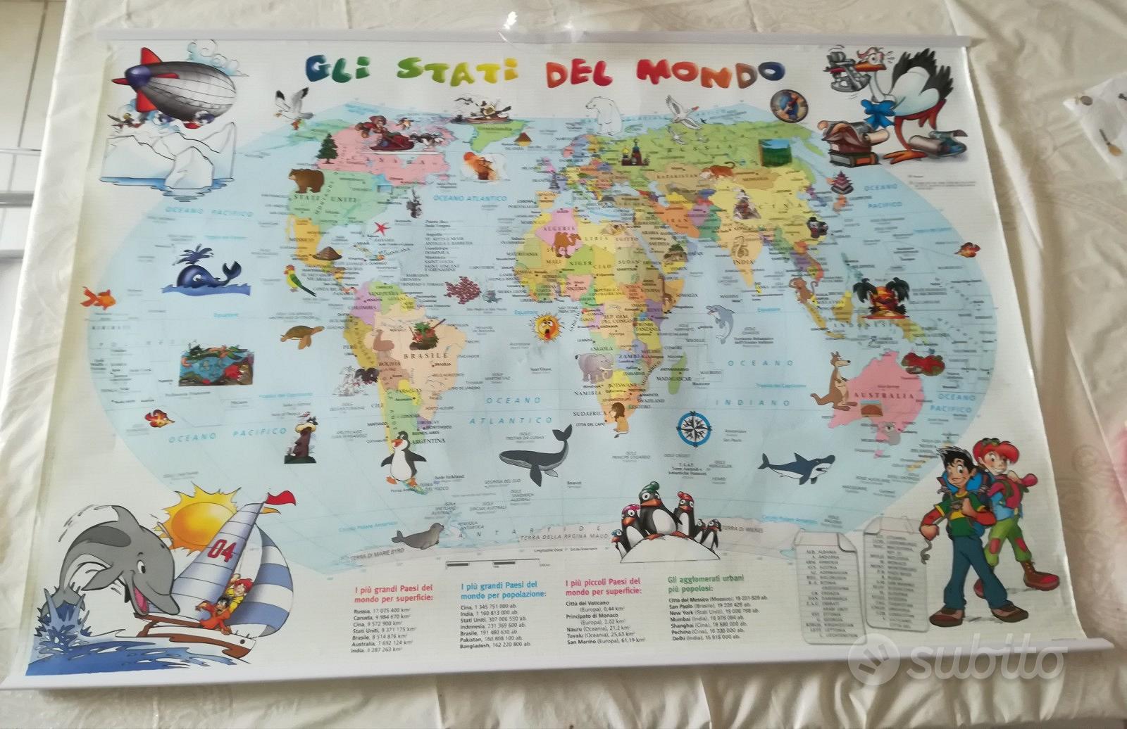 Cartina geografica GLI STATI DEL MONDO. 100x68cm - Tutto per i bambini In  vendita a Torino