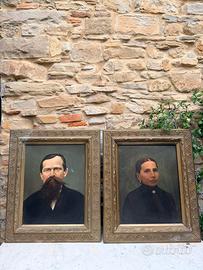 Karel Nezbudla (XIX) Coppia di Ritratti di Coniugi