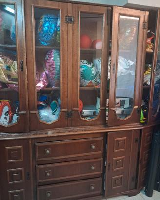 Credenza classica in legno con vetrina buono stato