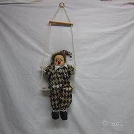 Clown Pagliaccio Bambola Vintage con Altalena