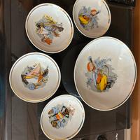 Set 5 ciotole vintage con decori orientali