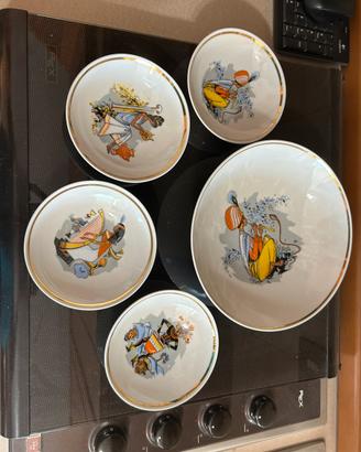 Set 5 ciotole vintage con decori orientali