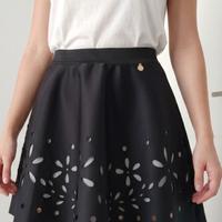 Gonna nera ricamo laser Rinascimento Tg XS Nuovo 