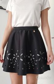 Gonna nera ricamo laser Rinascimento Tg XS Nuovo 