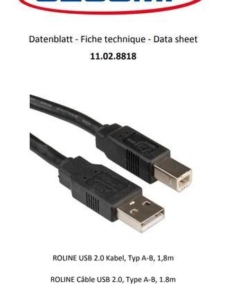 Roline 11.02.8818 E Cavo ROLINE USB 2.0, tipo A-B,