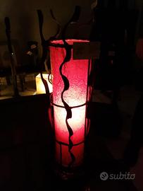 lampada rattan e tessuto 