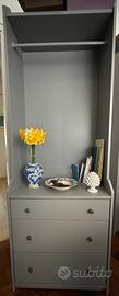 IKEA HAUGA guardaroba a giorno con 3 cassetti
