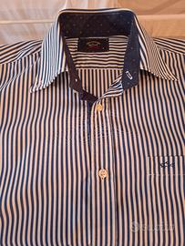 Camicia Paul & Shark righe bianche e blu.