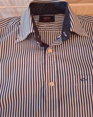 Camicia Paul & Shark righe bianche e blu.