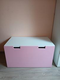 Cassettiera cassapanca ikea giochi rosa bianco 