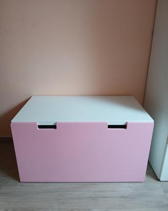 Cassettiera cassapanca ikea giochi rosa bianco 