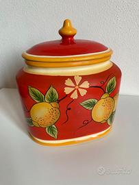 Barattolo portabiscotti in ceramica con coperchio