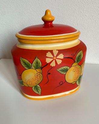 Barattolo portabiscotti in ceramica con coperchio