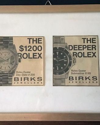 Quadro con 2 pubblicità Rolex anni ‘60