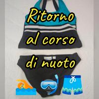 Costume bimba🏊 Sports -NKD nero/celeste 9 anni