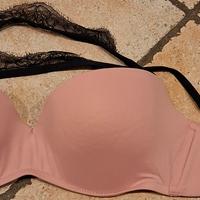 reggiseno rosa imbottito spalline pizzo nero tg 4