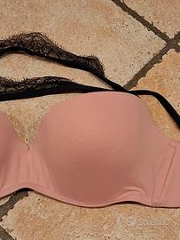 reggiseno rosa imbottito spalline pizzo nero tg 4