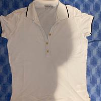 MONCLER polo bianca con dettagli neri