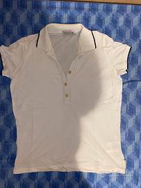 MONCLER polo bianca con dettagli neri