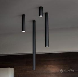 Faretto da soffitto metallo nero h50 cilindro
