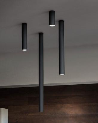Faretto da soffitto metallo nero h50 cilindro