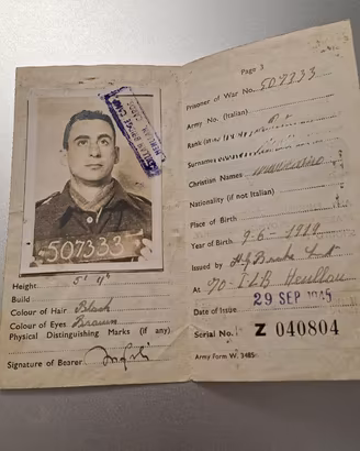 Tessera d'identità prigionieri di guerra .