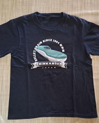 Tshirt treno giapponese Shinkansen nera 8 anni