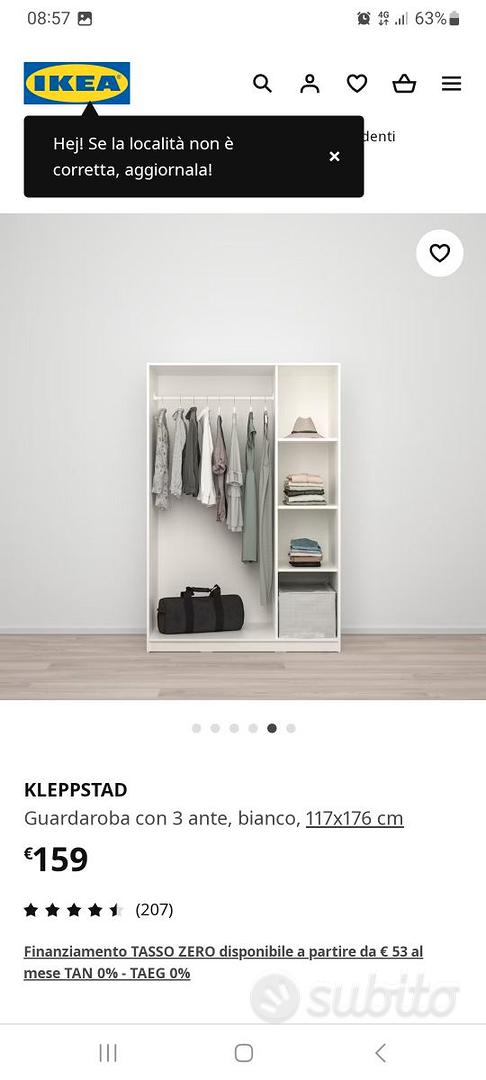 KLEPPSTAD Guardaroba con 2 ante, bianco - IKEA Italia