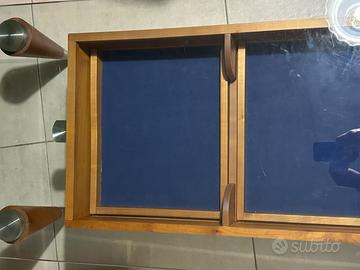 Tavolino  con ripiano in vetro con 2 cassetti