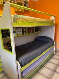 Letto a castello Moretti 3 posti con cassettoni