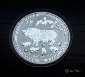 ARGENTO 999 _ 1 oz Anno del Maiale 2019 AUSTRALIA